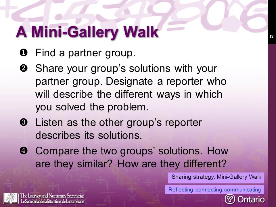13 A Mini-Gallery Walk  Find a partner group.