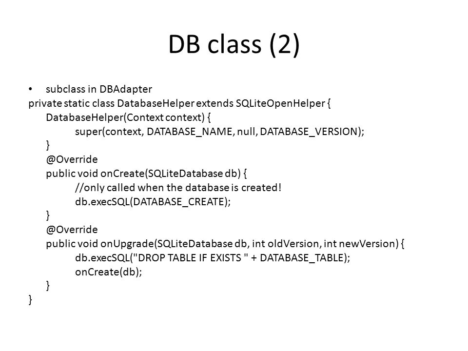 Cosc 5 4730 Android And Blackberry Sqlite For The Sql