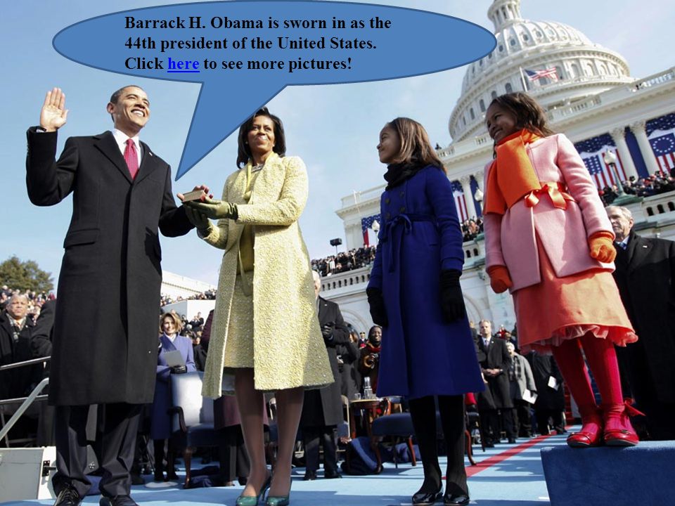 Barrack H. Obama is sworn in as the 44th president of the United States.