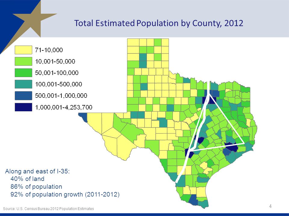 Total Estimated Population by County, Source: U.S.