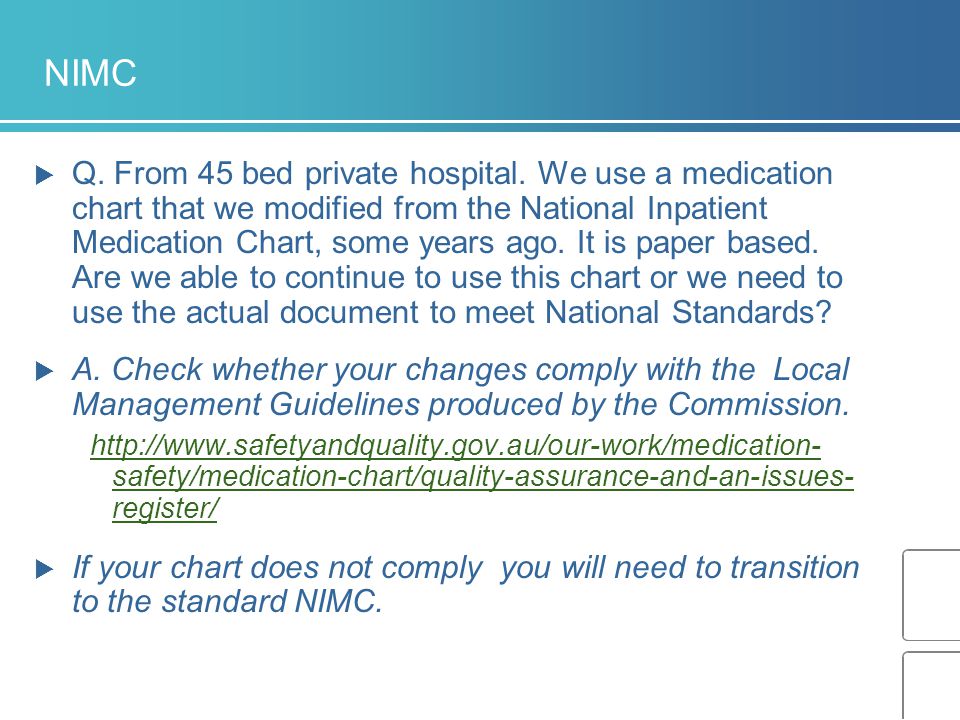 National Inpatient Medication Chart Nimc
