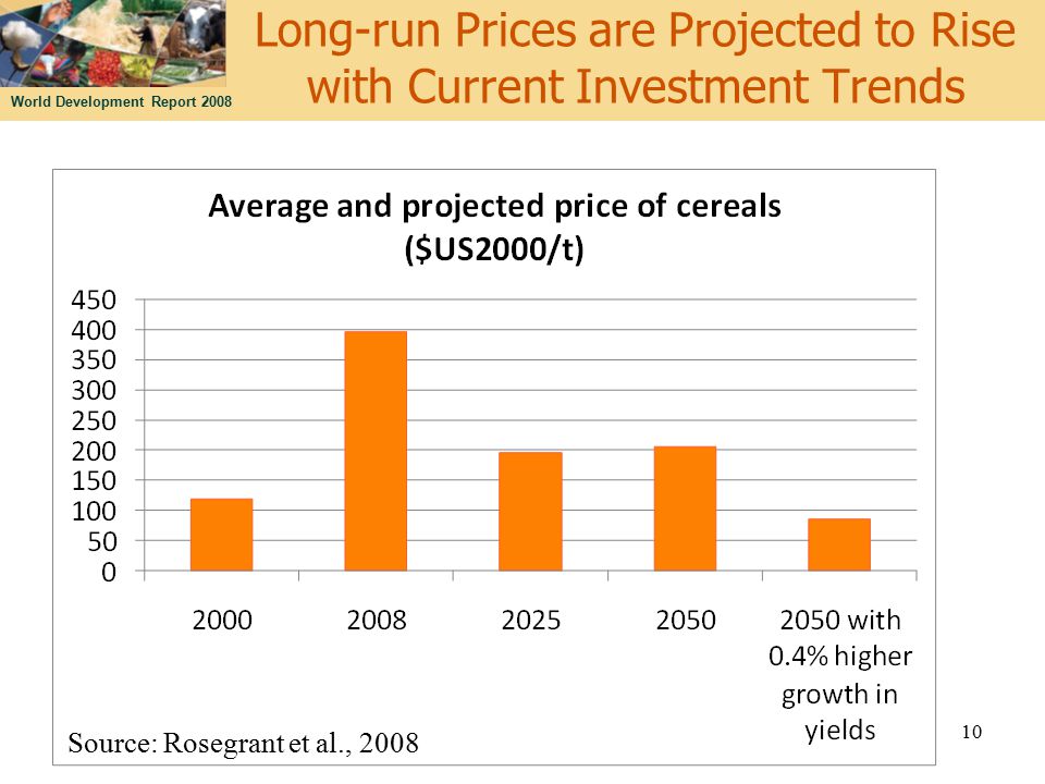 World Development Report 2008 Long-run Prices are Projected to Rise with Current Investment Trends 10 Source: Rosegrant et al., 2008
