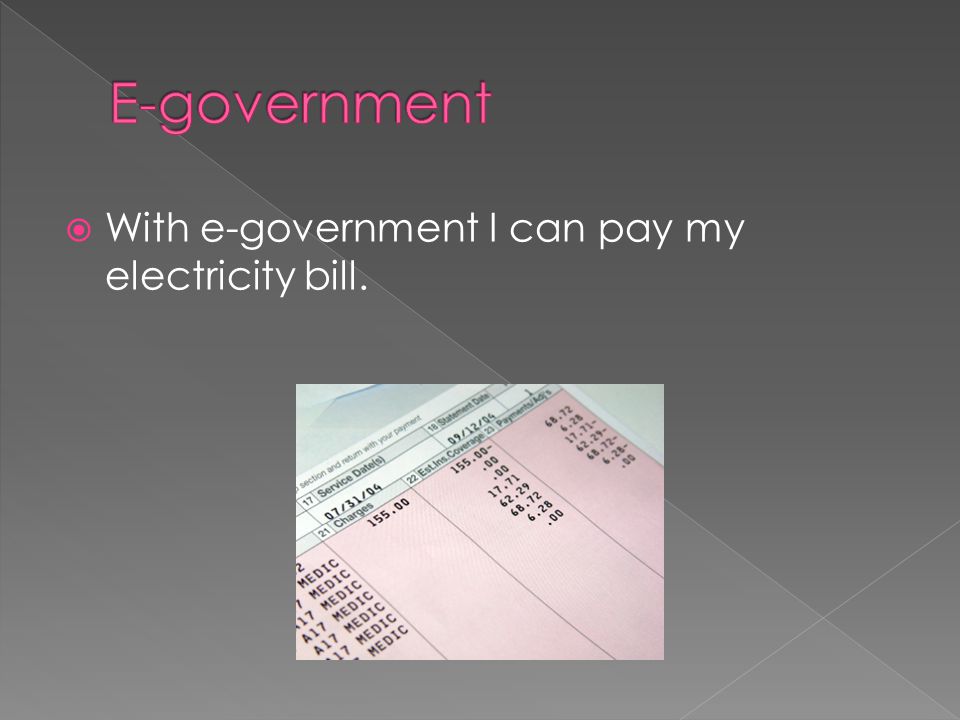  With e-government I can pay my electricity bill.
