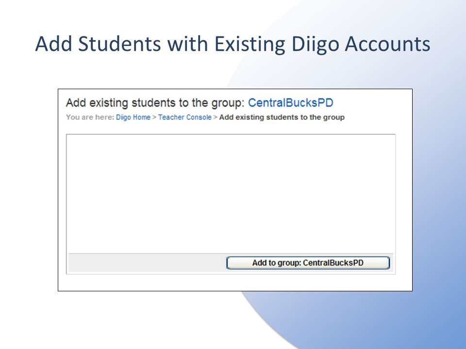 Add Students with Existing Diigo Accounts