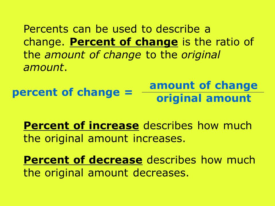 Percents can be used to describe a change.