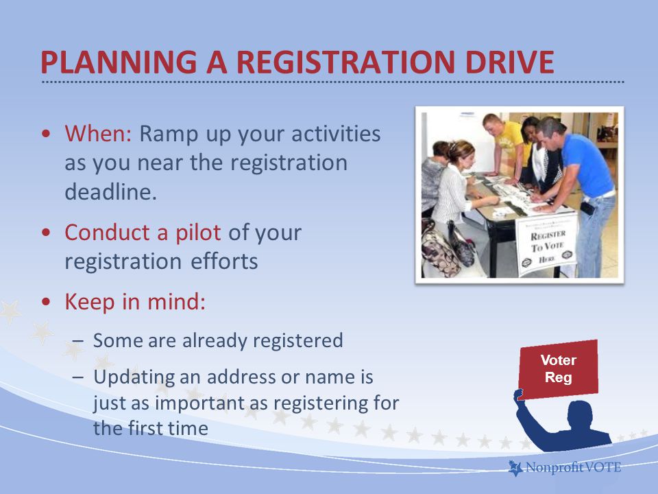 When: Ramp up your activities as you near the registration deadline.