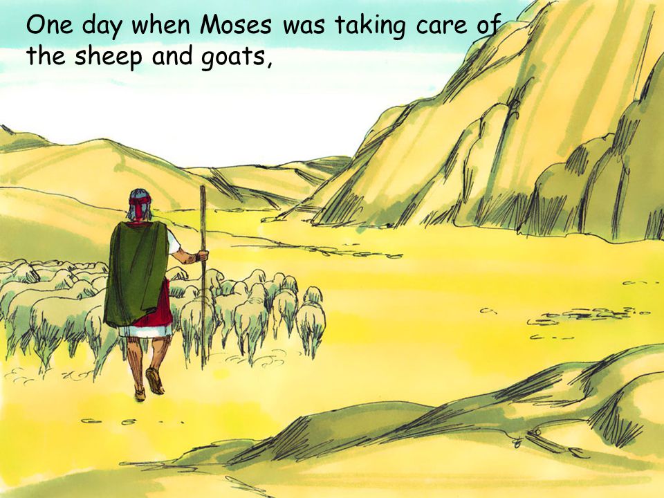 One day when Moses was taking care of the sheep and goats,