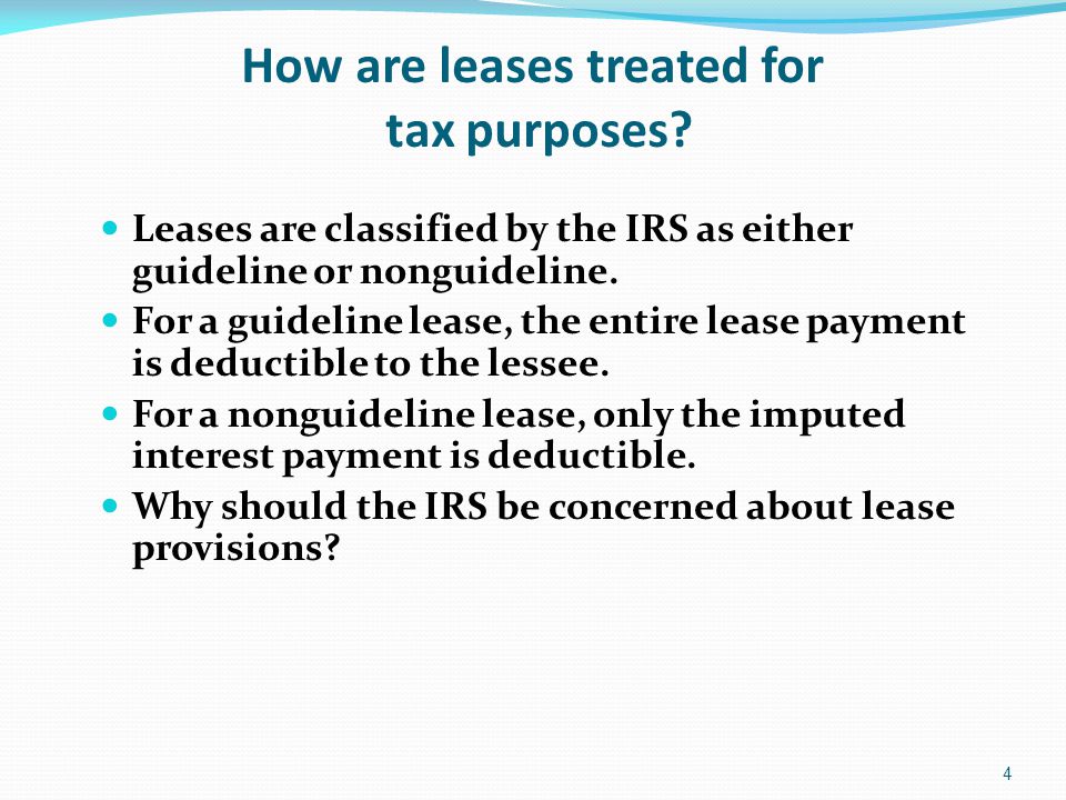 1 Lecture 12 Lease Financing The Two Parties To A How Are Leases Treated For Tax Purposes