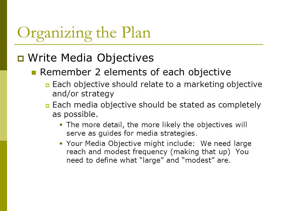 Outline of a Media Plan. Executive Summary  A short presentation that goes  at the beginning of a media plan  Shows only the main details of the  plans. - ppt download