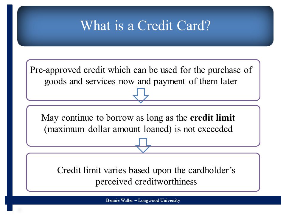 Bennie Waller – Longwood University What is a Credit Card.