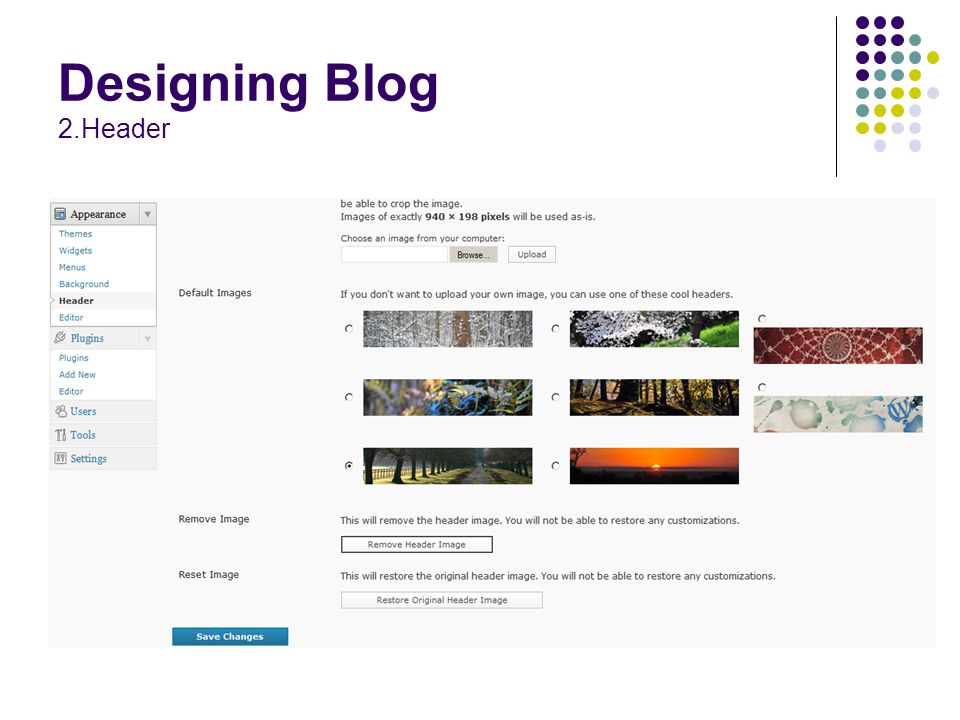 Designing Blog 2.Header