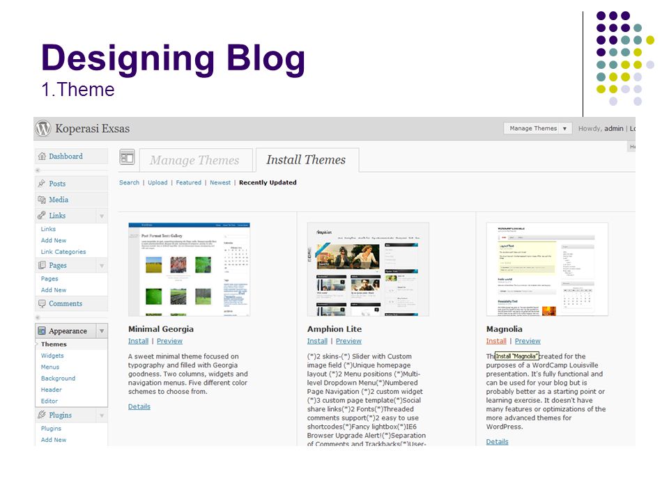Designing Blog 1.Theme