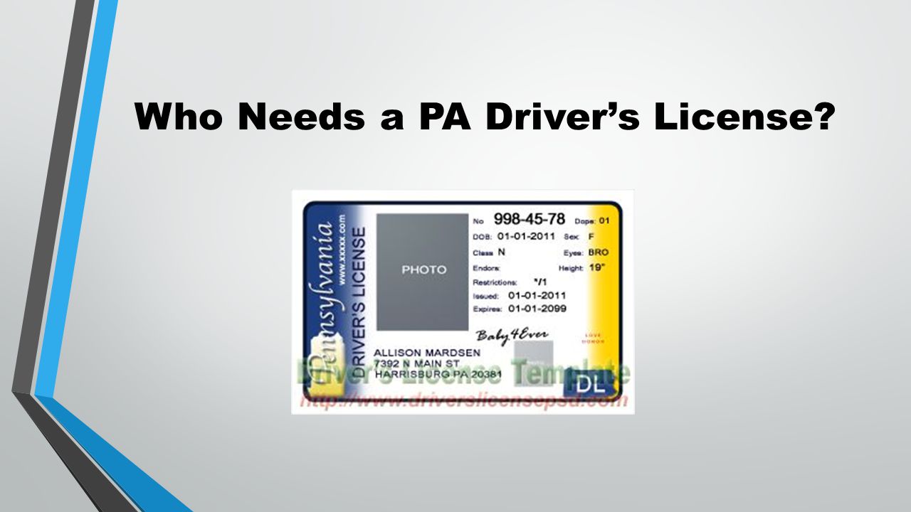 Pennsylvania State Driver's License. 2 Who ...