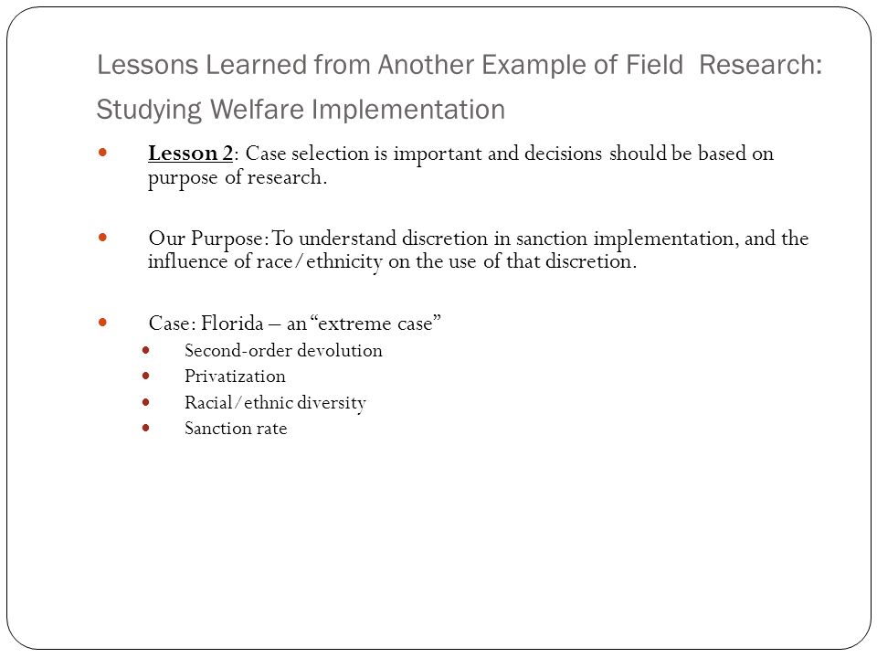 Example of research based on purpose