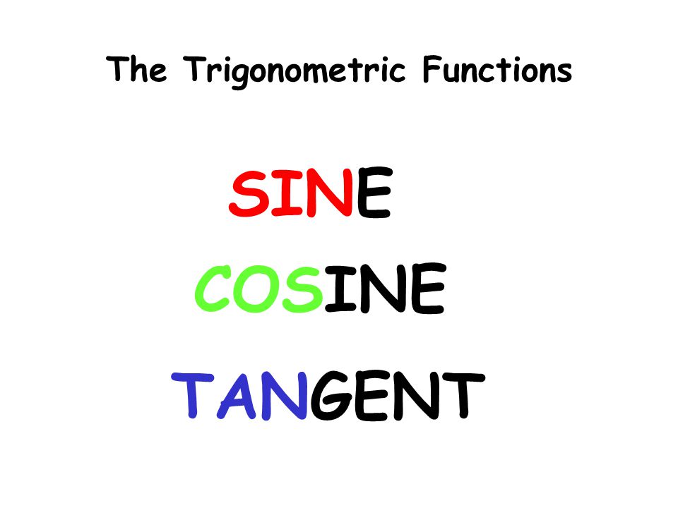 The Trigonometric Functions we will be looking at SINE COSINE TANGENT
