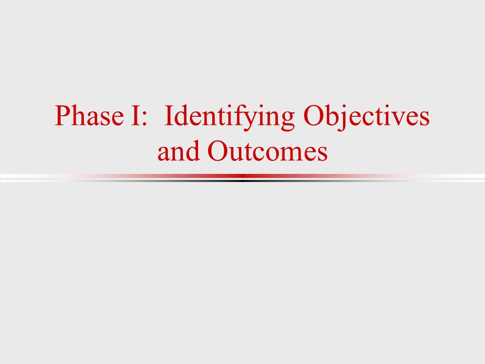 Phase I: Identifying Objectives and Outcomes