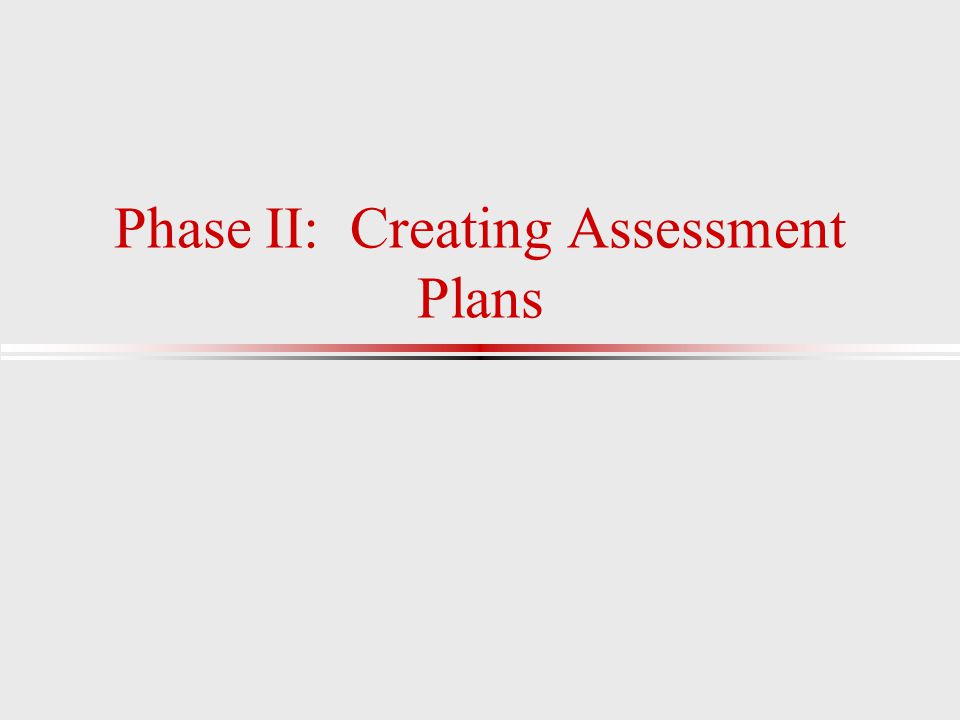Phase II: Creating Assessment Plans