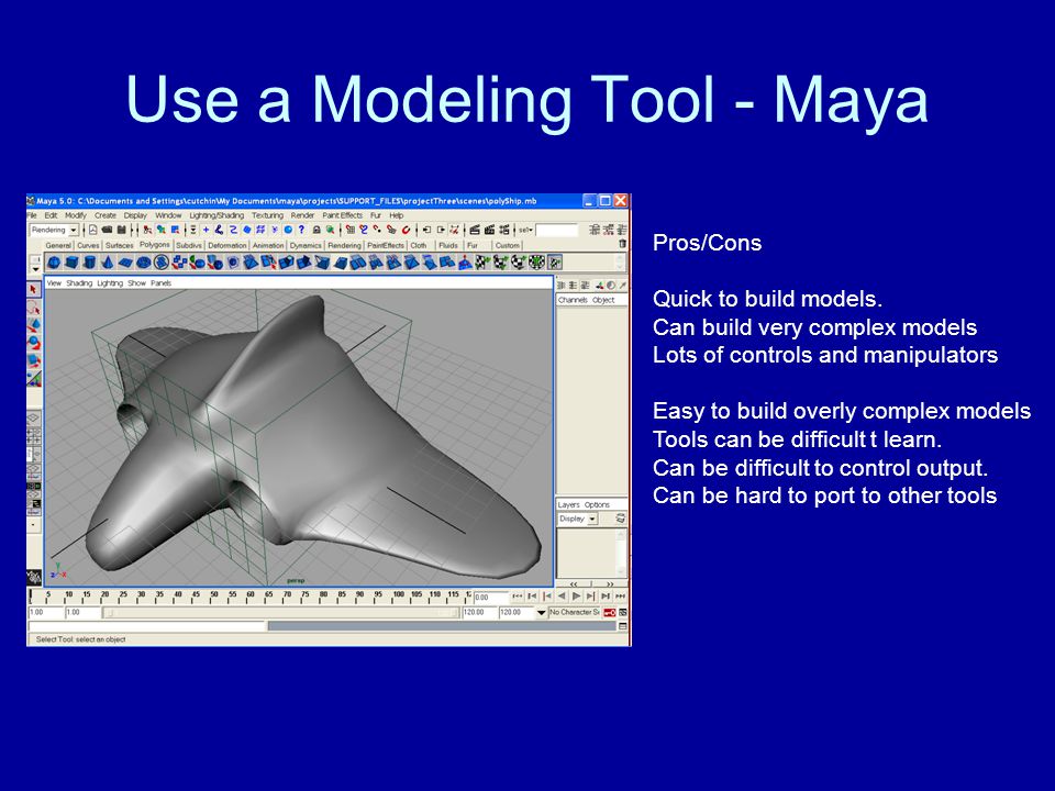 Use a Modeling Tool - Maya Pros/Cons Quick to build models.
