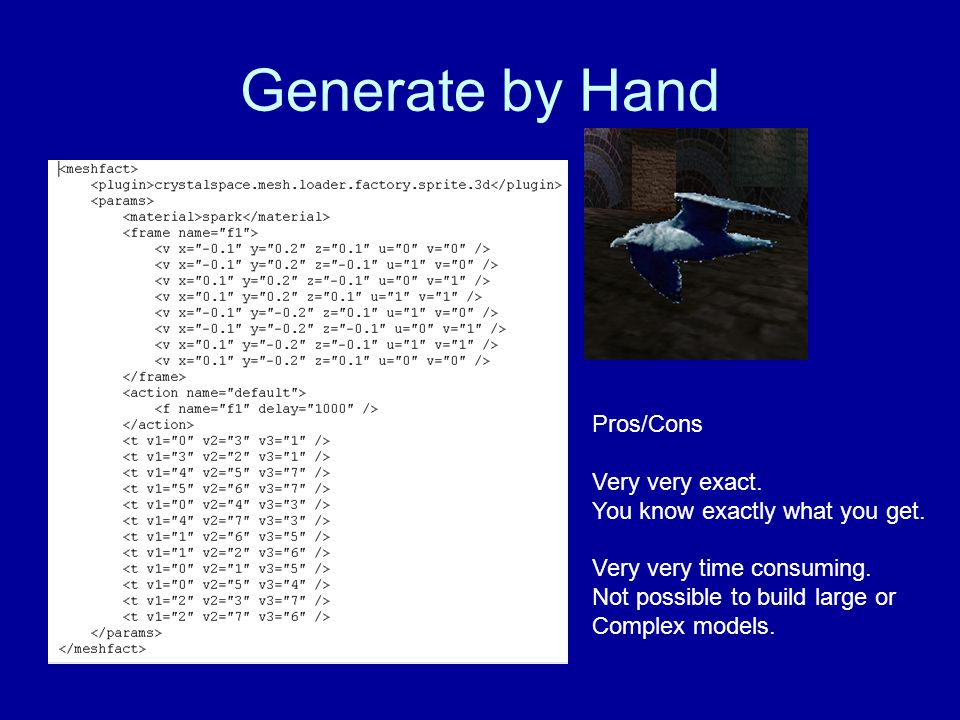 Generate by Hand Pros/Cons Very very exact. You know exactly what you get.