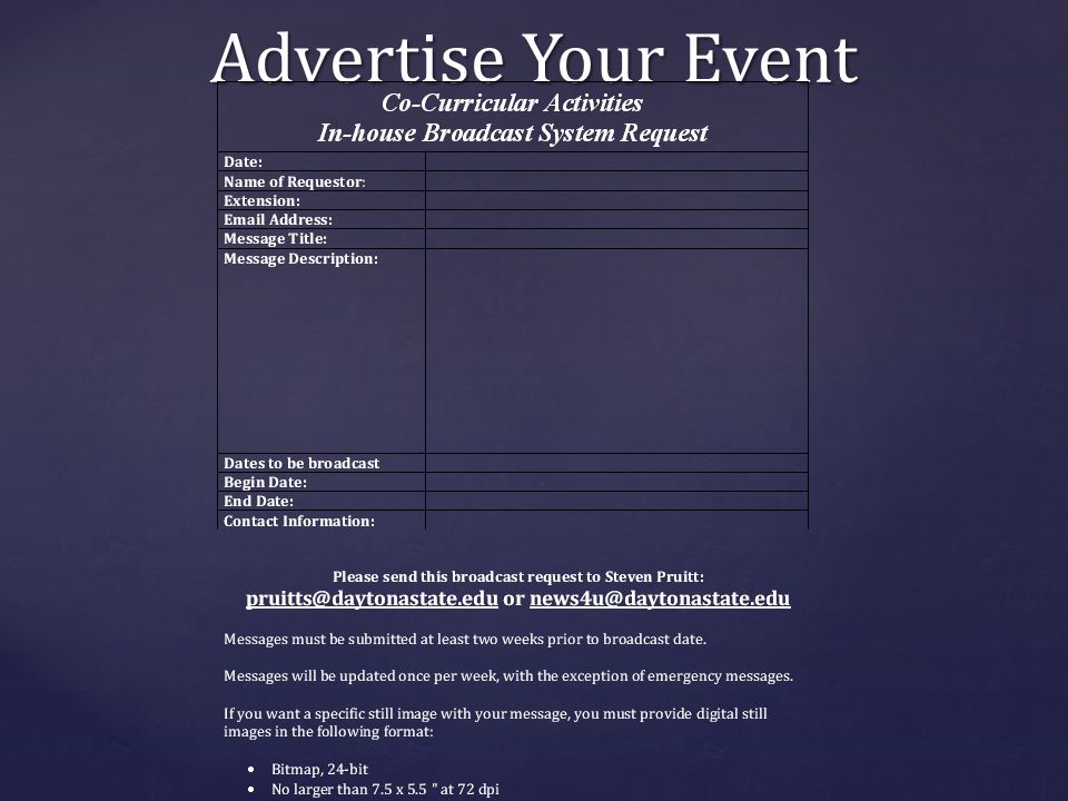 Advertise Your Event