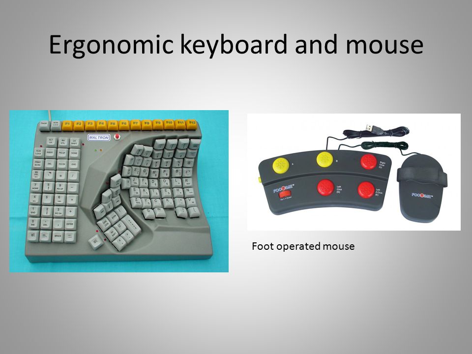 Ergonomic keyboard and mouse Foot operated mouse