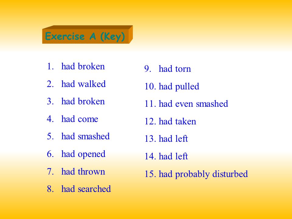 PAST PERFECT TENSE. “ had ” + past participle Examples: The train had gone.  I had had lunch. He had been a waiter. Form. - ppt download