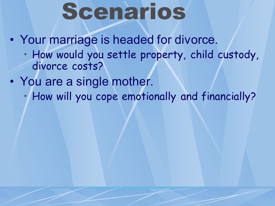 Scenarios Your marriage is headed for divorce.