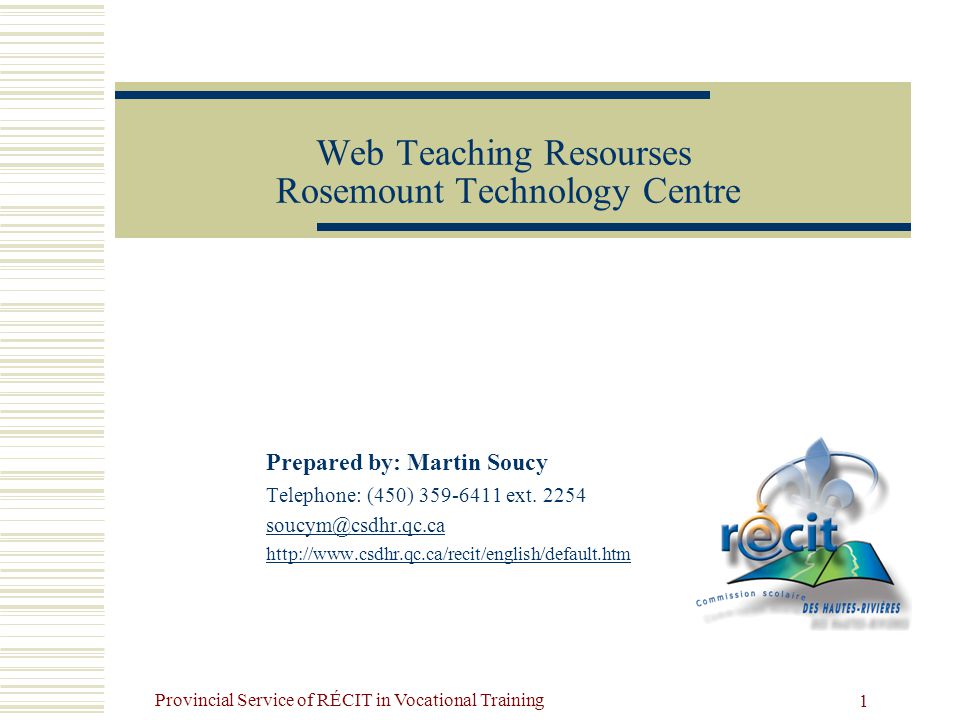 Provincial Service Of Recit In Vocational Training 1 Web Teaching