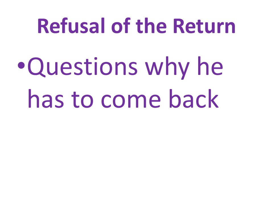 Refusal of the Return Questions why he has to come back