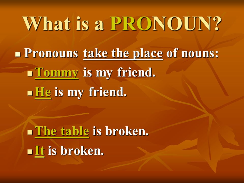 What is a PRONOUN.