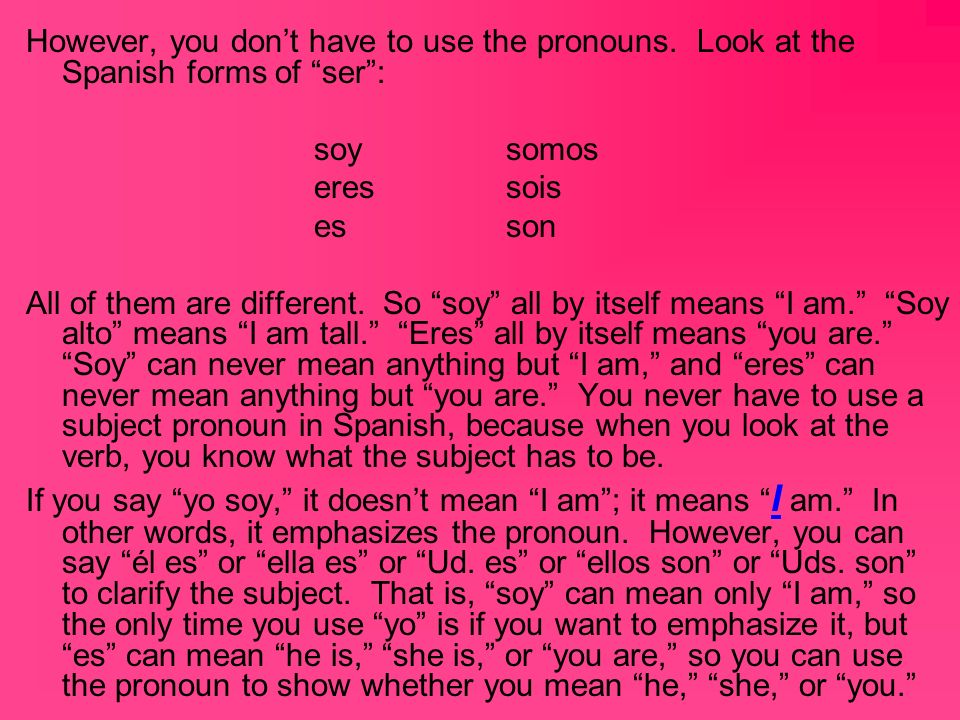 However, you dont have to use the pronouns.