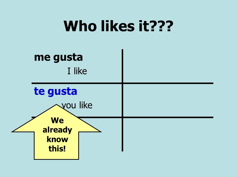 Who likes it me gusta I like te gusta you like We already know this!