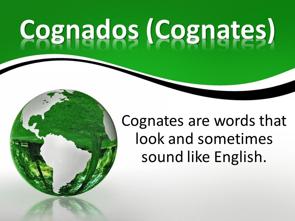 Cognates are words that look and sometimes sound like English.