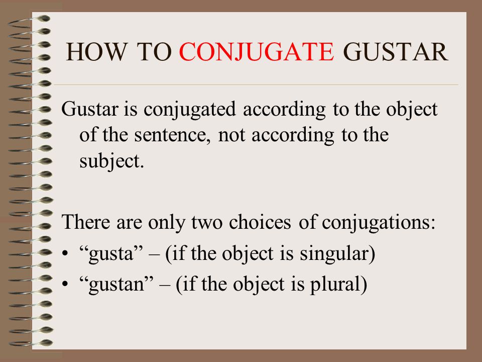 Forms Of Gustar In Spanish Chart