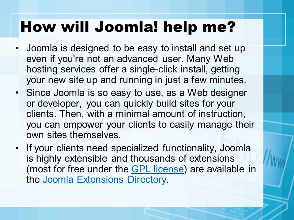 How will Joomla. help me.