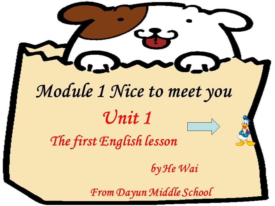 The first English lesson by He Wai From Dayun Middle School Module 1 Nice to meet you Unit 1