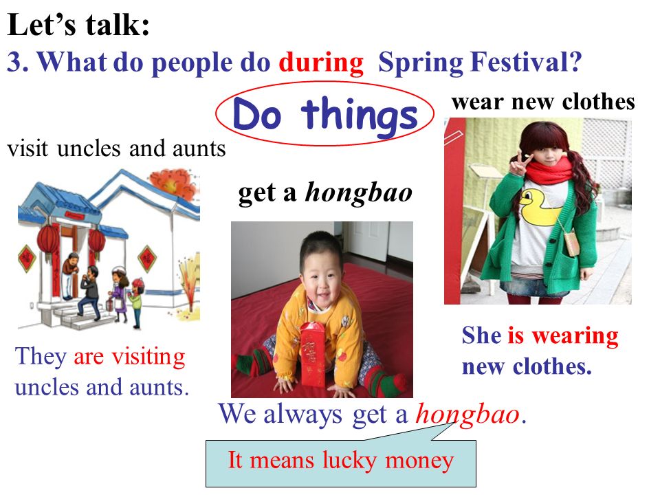 Lets talk: 3. What do people do during Spring Festival.