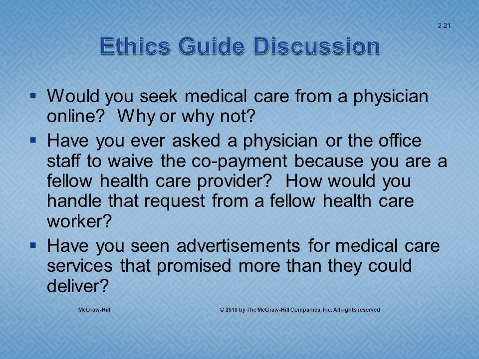 Would you seek medical care from a physician online.