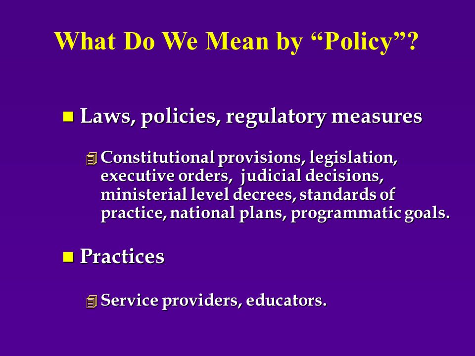 What Do We Mean by Policy.