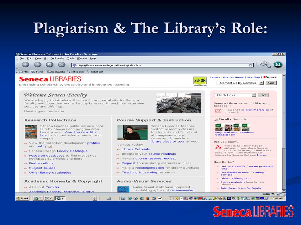 Plagiarism & The Librarys Role: