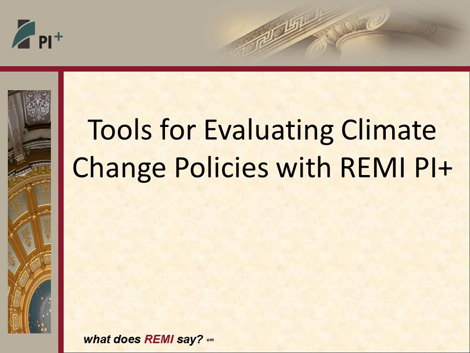 what does REMI say sm Tools for Evaluating Climate Change Policies with REMI PI+