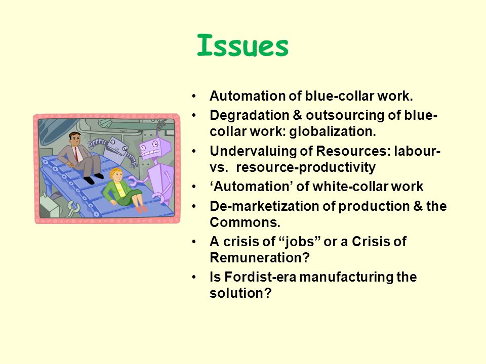 Issues Automation of blue-collar work.