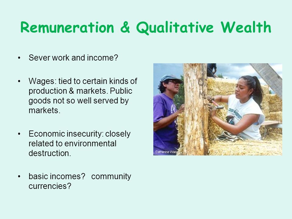Remuneration & Qualitative Wealth Sever work and income.