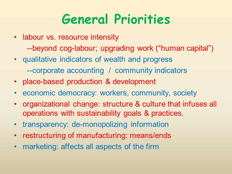 General Priorities labour vs.