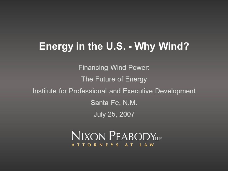Energy in the U.S. - Why Wind.
