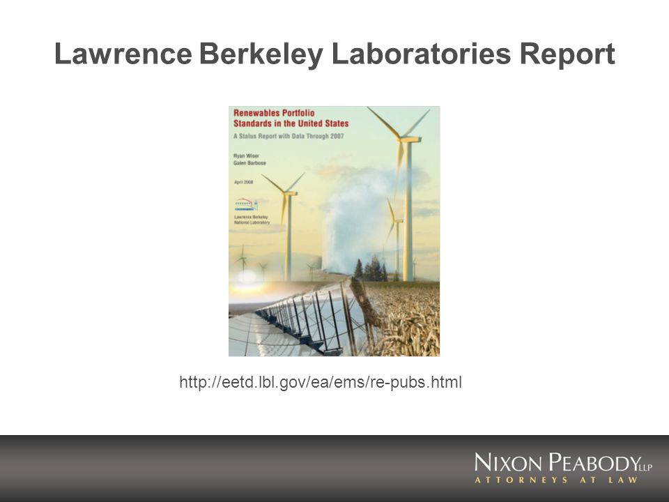 Lawrence Berkeley Laboratories Report