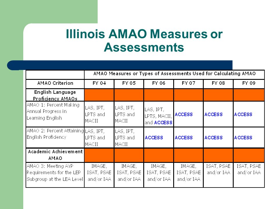 Illinois AMAO Measures or Assessments