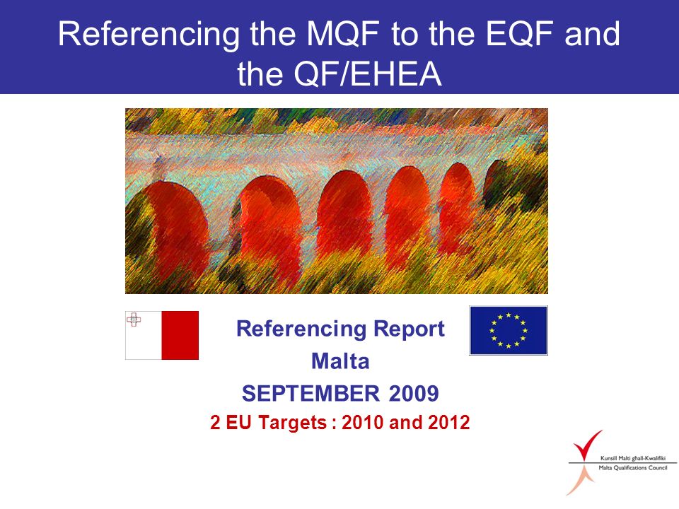 Referencing the MQF to the EQF and the QF/EHEA Referencing Report Malta SEPTEMBER EU Targets : 2010 and 2012
