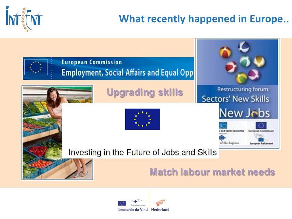 What recently happened in Europe.. Upgrading skills Match labour market needs