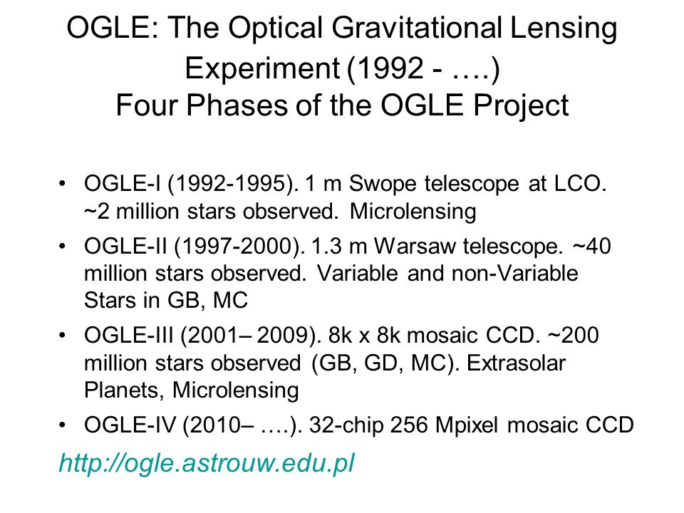 Years of Microlensing From the Andrzej Udalski University Observatory Perspective. - ppt download